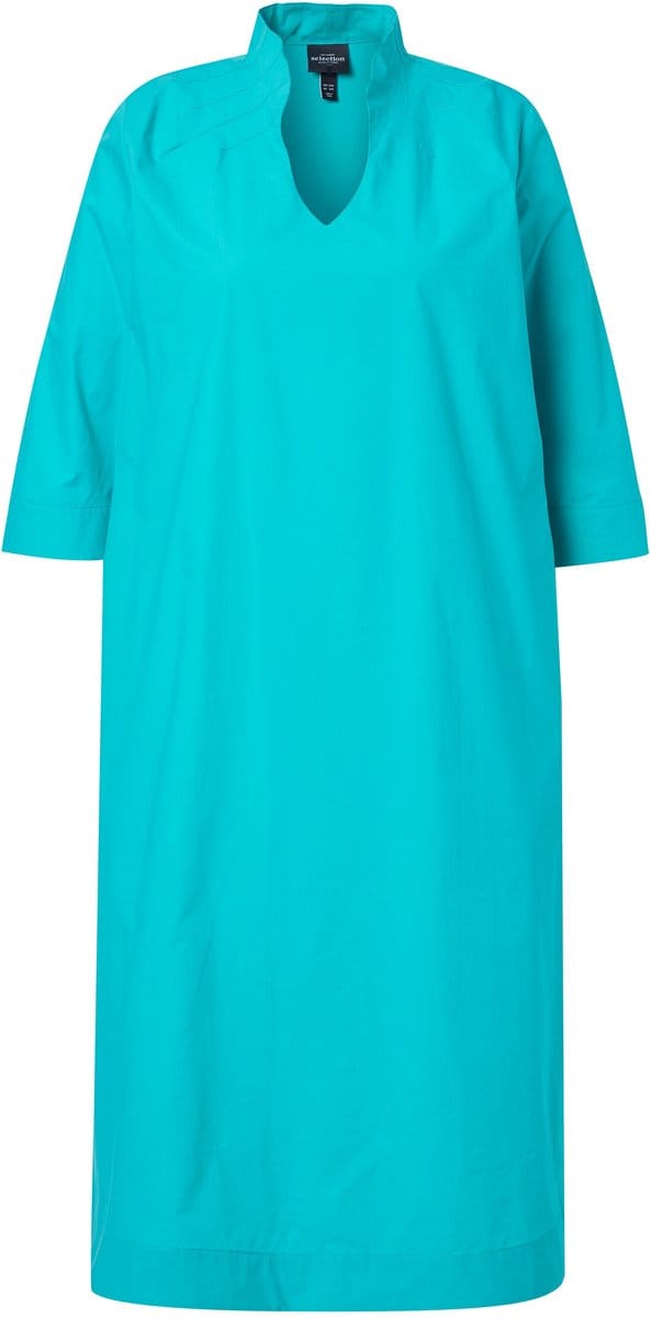 Ulla Popken - Dames - Midi-jurken - Cyaan - Maat 46+