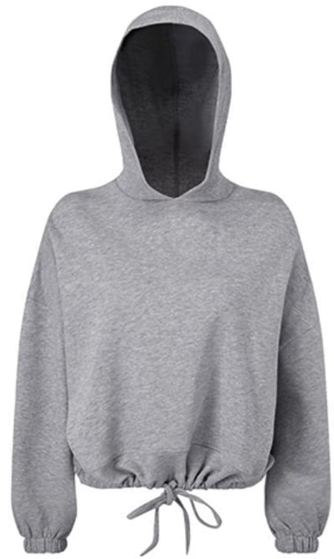 TriDri - Cropped Oversized Dames Hoodie - Heather Grey maat S/M