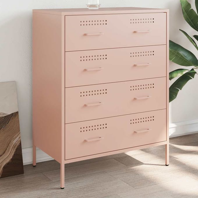 vidaXL - Dressoir - 68x39x89 - cm - staal - roze