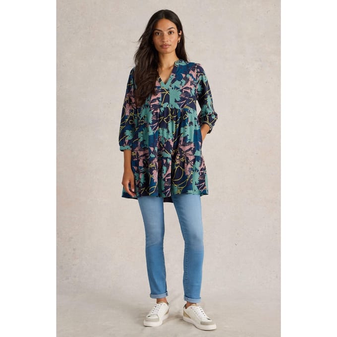 White Stuff Marta Tunic Navy Print Taglia: 12 | Abiti in T-Shirt Outlet | Donna | Blu