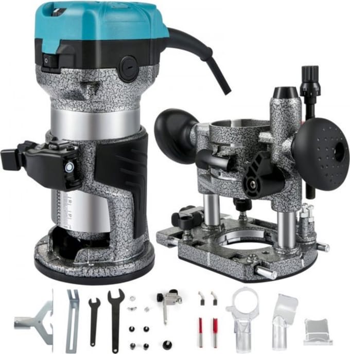 Elektrische Hand Trimmer - 710W - met 3 Freesspantangen - Bovenfrees - Handsnijder
