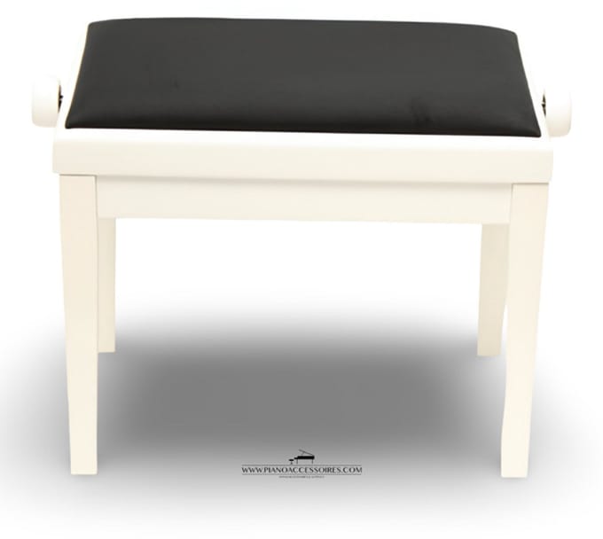Pianobank GPPD Model 3 Wit HG, zwarte stofzitting