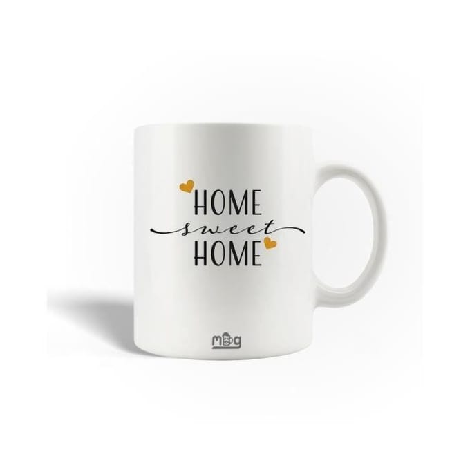 Mug en Céramique - Citation - Home Sweet Home - 30cl - Blanc - Compatible Lave-Vaisselle