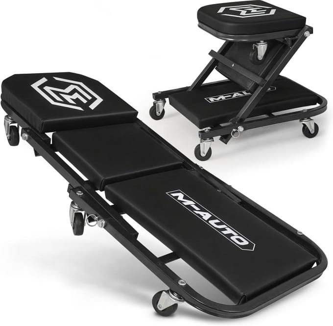Opvouwbare 2-in-1 Auto Creeper & Garage Stoel - Verstelbare Roller met 350 lbs Capaciteit