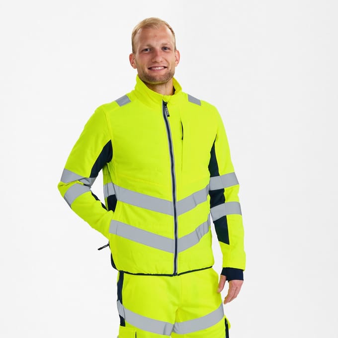 Engel Safety gewatteerde jack 1159-158 - Hi-vis Yellow / Blue Ink - 2XL