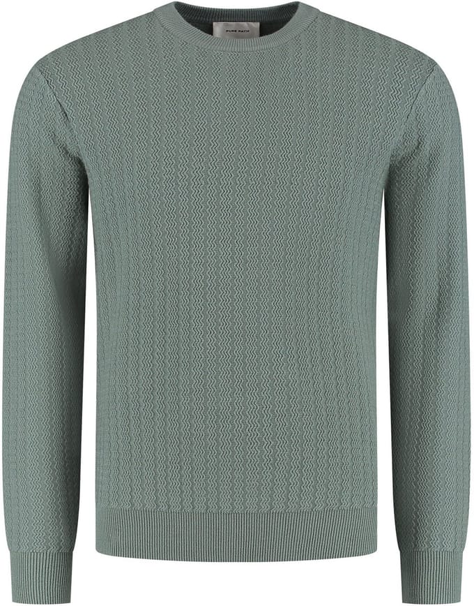 Pure Path Regular fit Zig Zag Crewneck Knitwear Army Green (25030801 - 10)