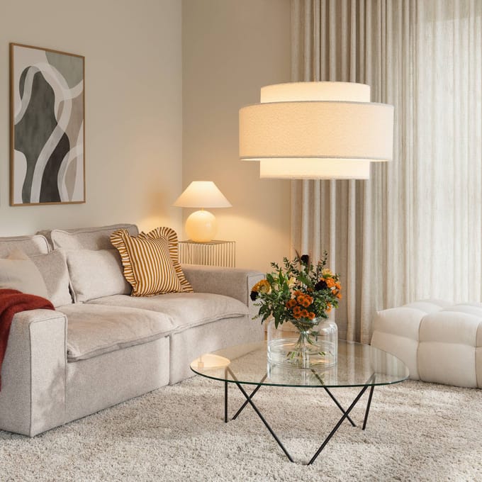 Globen Lighting hanglamp Noah Bouclé, Ø 70 cm, wit