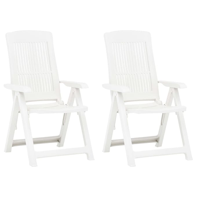 vidaXL - Opklapbare - ligstoelen, - 2 - stuks, - wit - plastic.