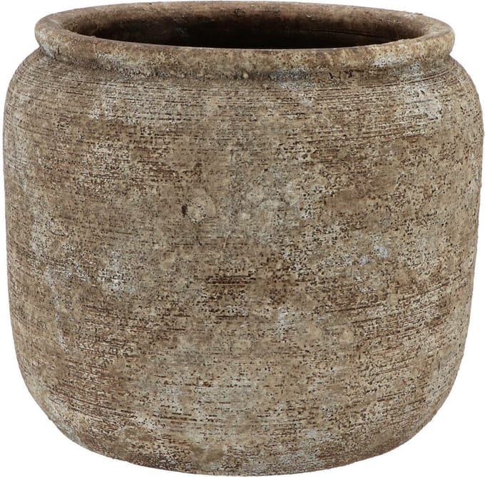 DK Design Bloempot kruik model Batu - zandkleur - D18 x H16 cm - rustiek