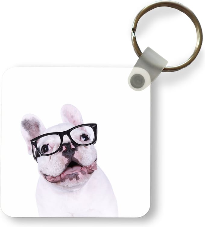 Sleutelhanger - Uitdeelcadeautjes - Hond - Bril - Hipster - Plastic