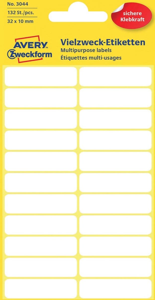 Etiket wit 32x10mm 10 pak a 10 stuks