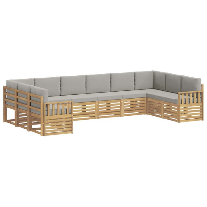 vidaXL - Buiten - bank - set - 7 - st - Wit - en - lichtgrijs - Polyester