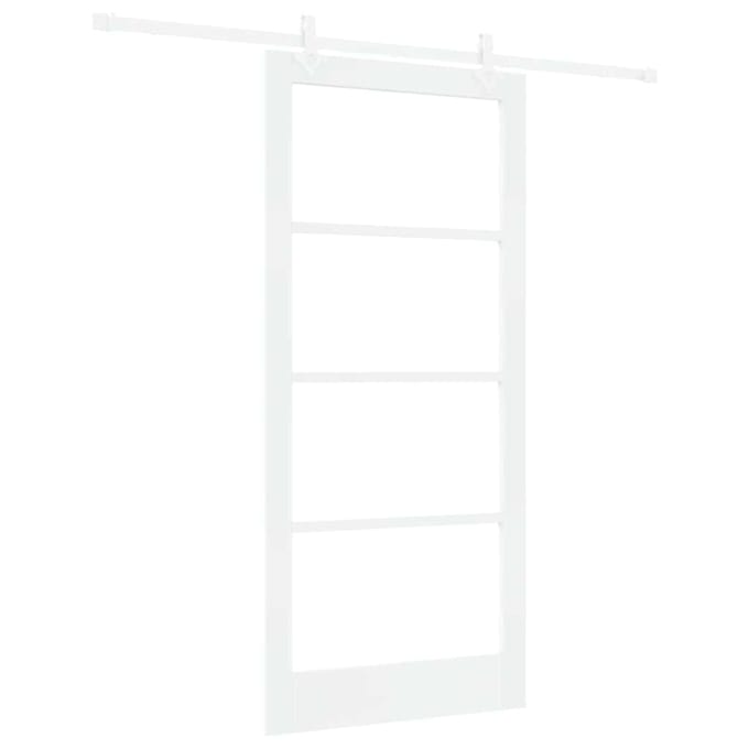vidaXL - Schuifdeur - 93 - x - 202 - cm - Massief - grenenhout - en - glas - Wit