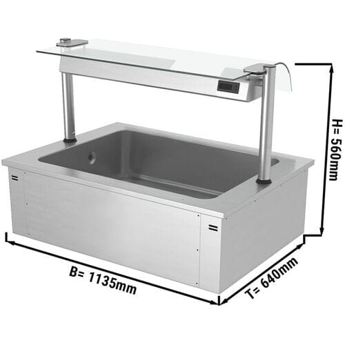 GGM Gastro Einbau Eiswanne - 1000mm - 3x GN 1/1 - 130 Liter - mit Glas-Hustenschutz Zilver