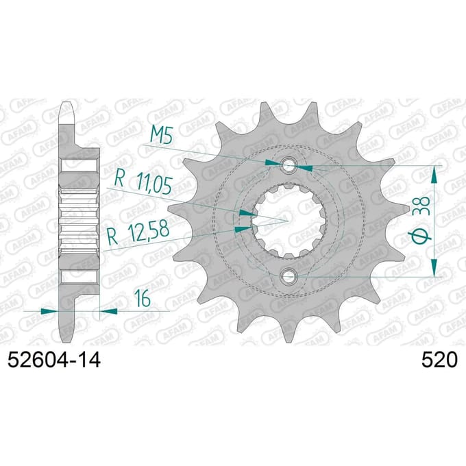 Stalen motortandwiel voor Afam 520 14 dents