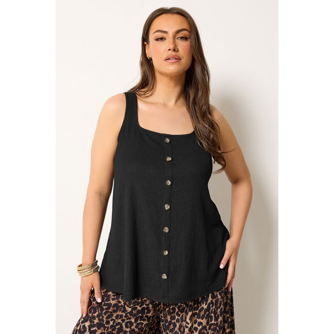 Yours Zwarte Gekreukte Vesttop Size 54-56