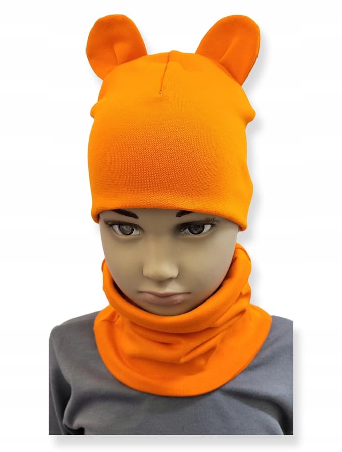 Dartomik - Czapka + Komin Set - Met Oren - Maat 40-44 - Oranje