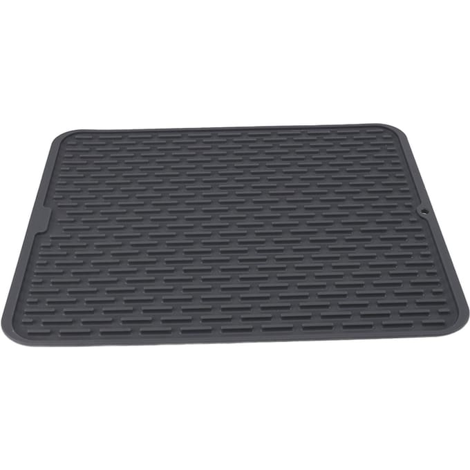 Rechthoekige Siliconen Afdruipmat Hitte-isolatie Antislip Afdruipmat met Ingebouwde Afvoer black