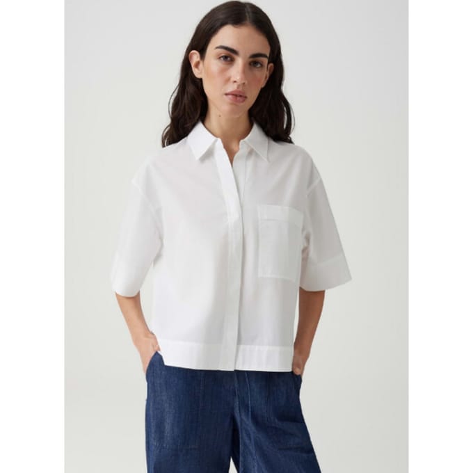 boxy fit blouse met korte mouwen van pure katoen model 'Filsona'