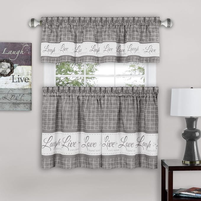 Achim Gordijnset: Vitrage & Valance, Grijs, 58" x 24"