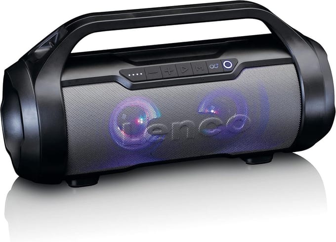 Waterdichte Bluetooth Boombox met 24 Watt RMS, FM Radio en Lichteffecten