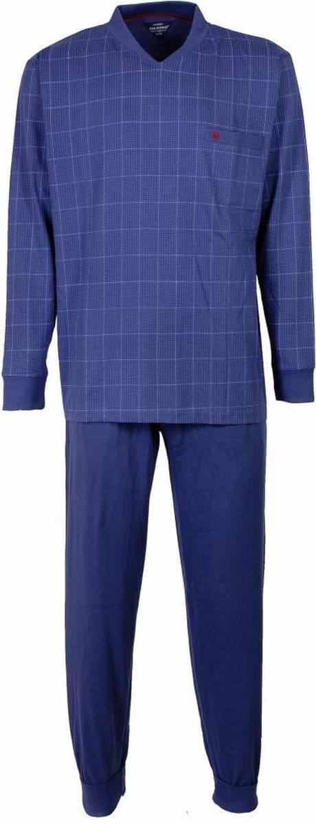 Paul Hopkins Heren Pyjama - Geruit dessin - V Hals - Blauw - Maat S
