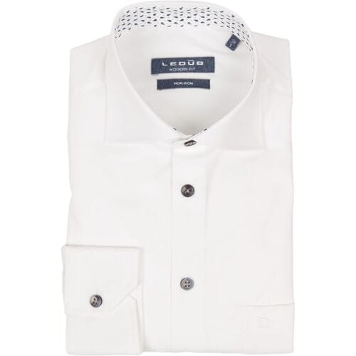 Ledûb Overhemd Modern Paisley Droplets Contrast Wit / male