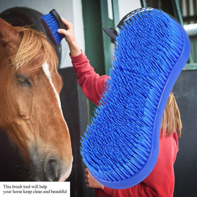 Professionele Paardenreiniging Verzorging Siliconen Borstel Ruitersport Massage Tool black
