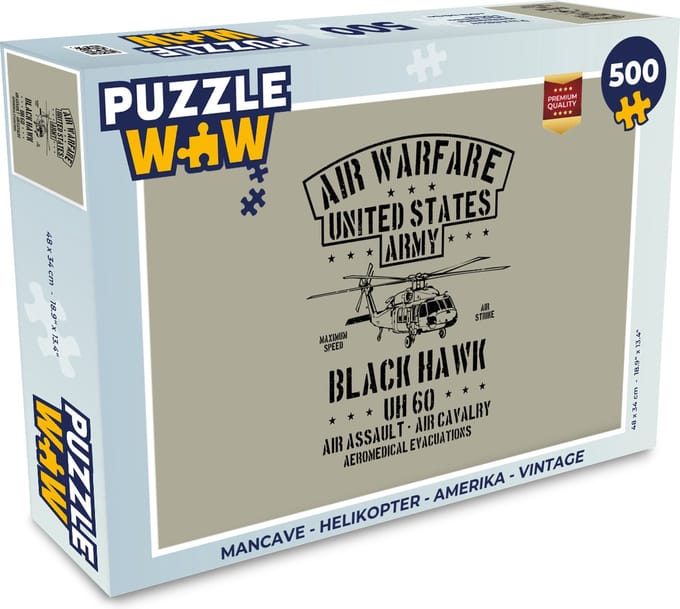 Puzzel Mancave - Helikopter - Amerika - Vintage - Legpuzzel - Puzzel 500 stukjes