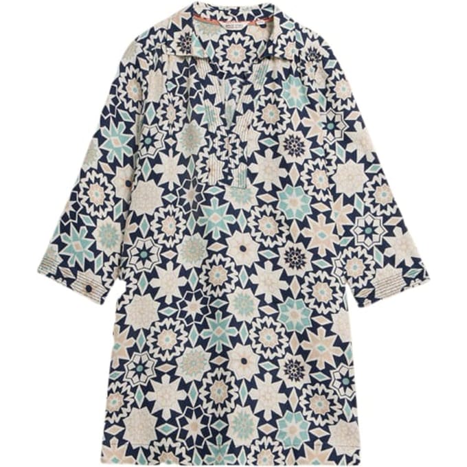 White Stuff Blaire Linen Tunic Navy Printed Taglia: 6 REGULAR | Magliette intime Outlet | Donna | Bianco