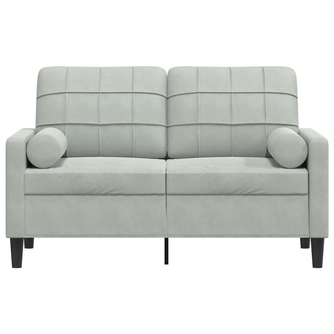 vidaXL - Tweezitsbank - met - sierkussens - 120 - cm - fluweel - lichtgrijs