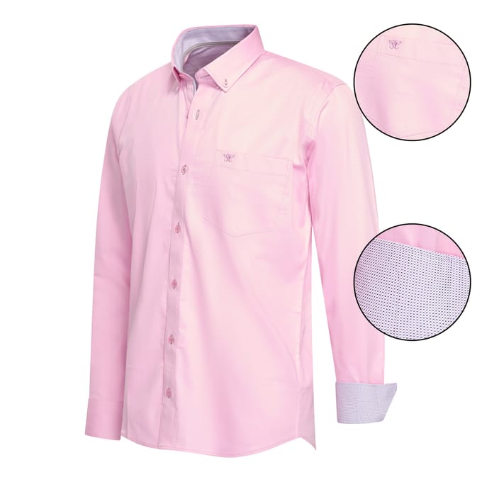 Cappuccino Italia - Heren Overhemden Regular Fit Overhemd Pink - Roze - Maat S