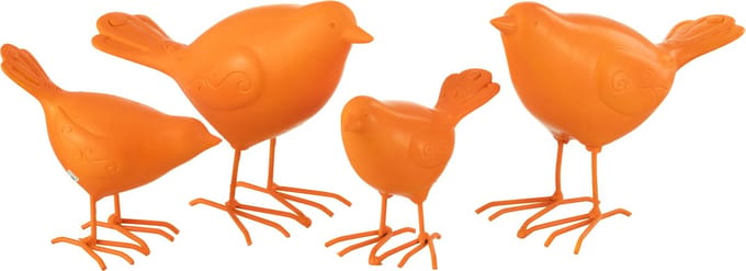 J-Line figuur Vogel - polyresin - oranje - large - 2 stuks