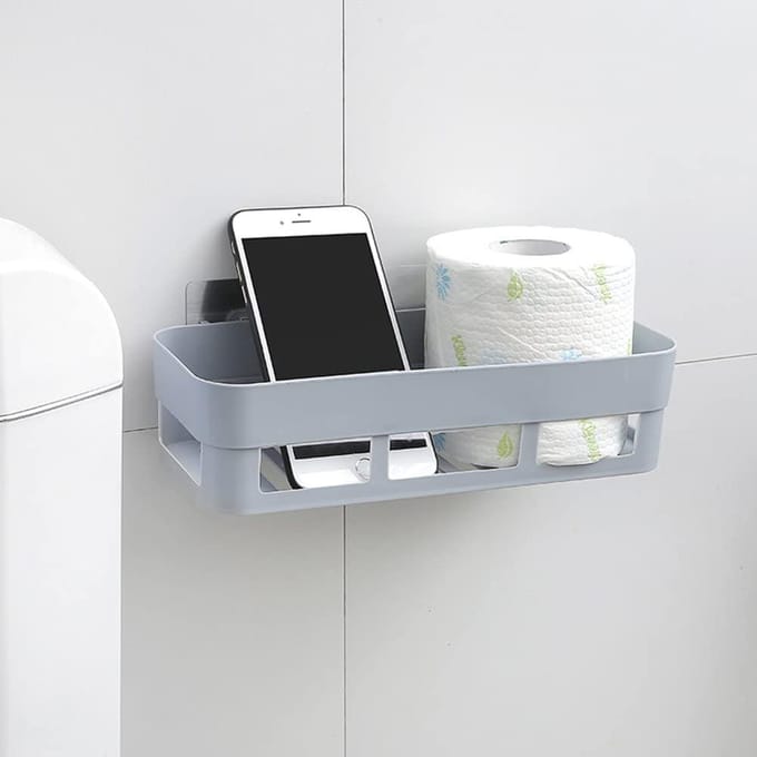 Plastic Wandgemonteerde Zelfklevende Douchemand Opbergplank Organizer voor Thuis Badkamer (Wit) wit