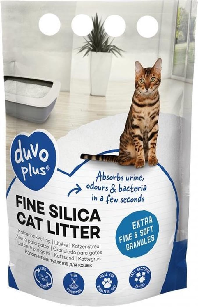 Duvo+ Premium fijne silica kattenbakvulling Wit 0,5-1,5mm - 5L - 2kg