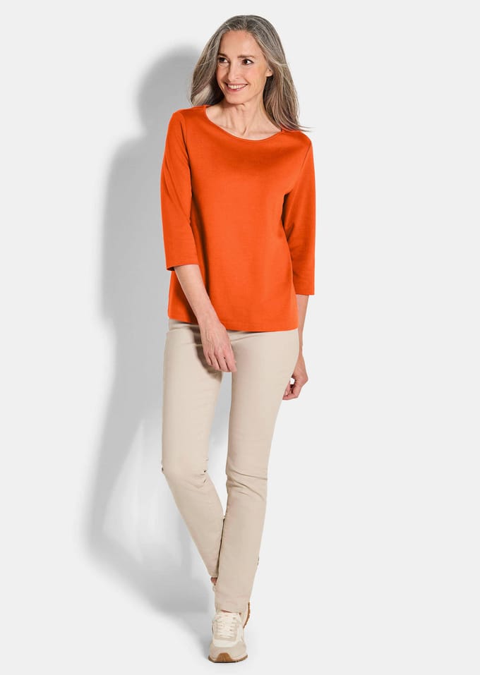 Basic shirt van interlock-jersey - terracotta - Gr. 19 van Goldner Fashion