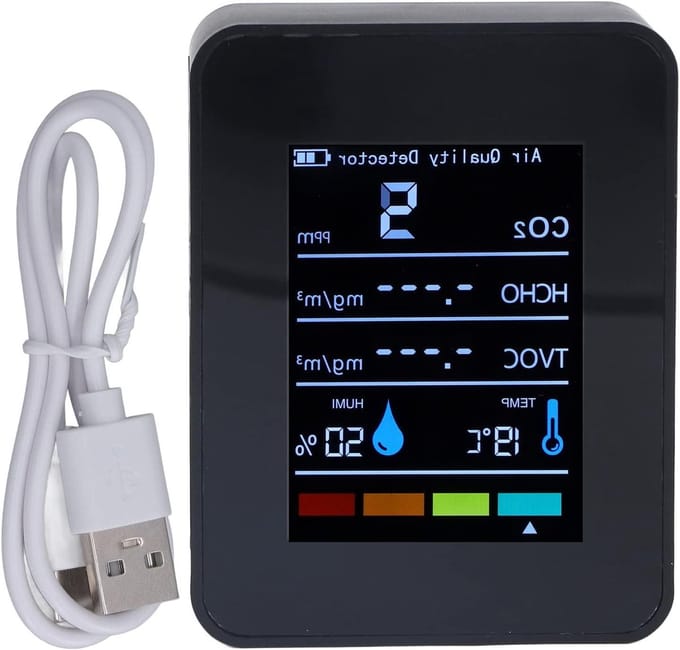 Luchtkwaliteitsmeter CO2 - Kooldioxide detector - Omgeving monitoren - Realtime detectie - Compact ontwerp - Wit