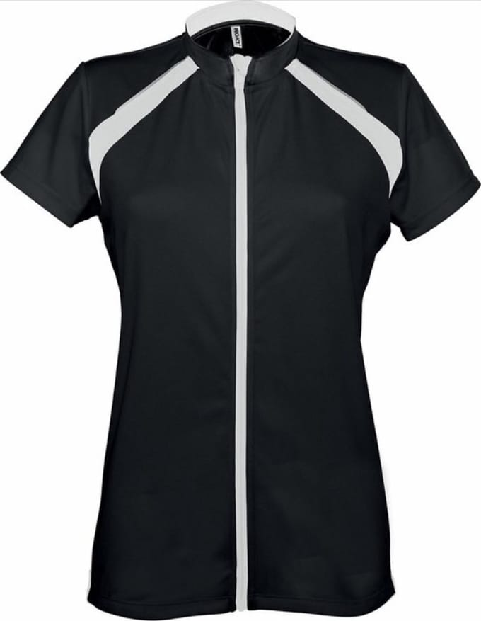 Dames-fietsshirt Korte Mouwen, Zwart/Wit, maat XS/S