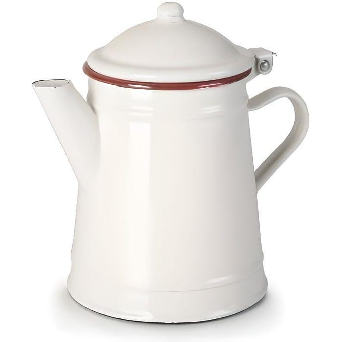Cafetière - IBILI - 908501 - Acier émaillé - Blanc - 1 L - Liseré bordeaux blanc