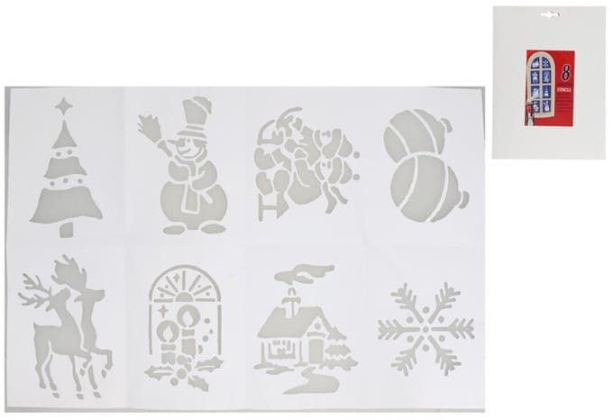 Gerimport Kerst raamsjablonen - 8x st - 29 x 18 cm - raamversiering - kerstversiering