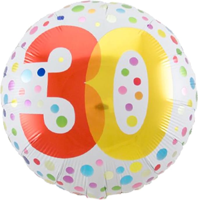 30 Jaar Happy Bday Dots Folieballon - 45cm