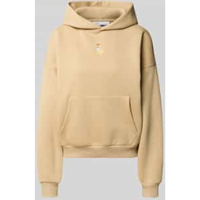 Hoodie met motiefstitching en kangoeroezak