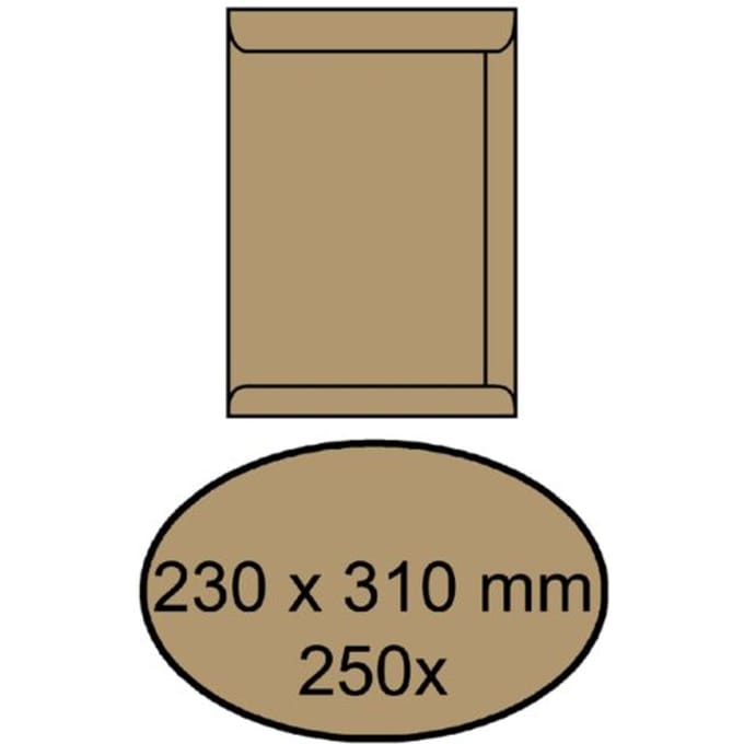 Envelop IEZZY akte 230x310mm zelfklevend 90gr bruin 250 stuks