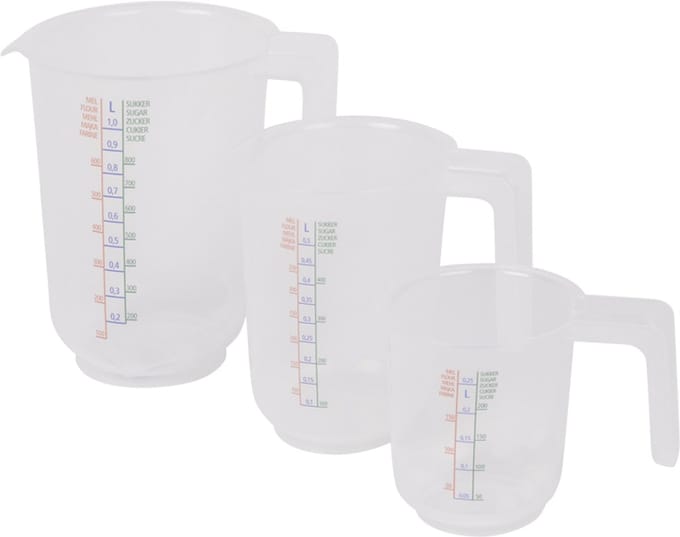 Set van 3 maatbekers - Kunststof - 250ml / 500ml / 1000ml