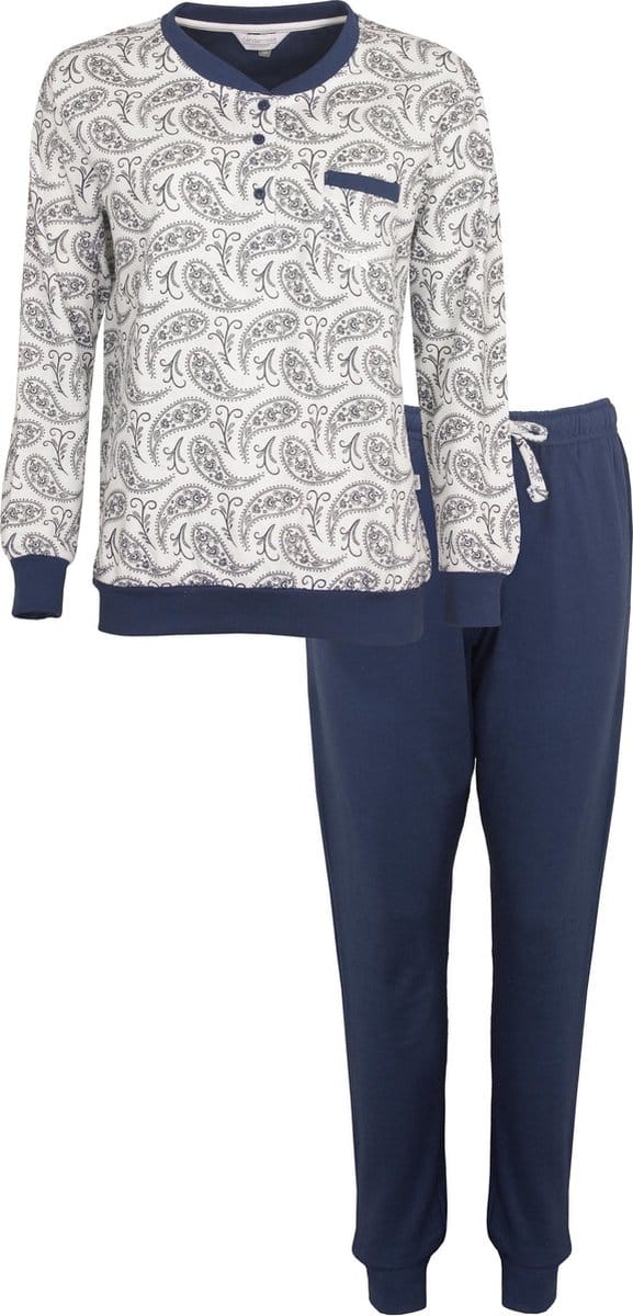Tenderness Dames Pyjama - Fleece - Polo Sluiting - Blauw - Maat XL