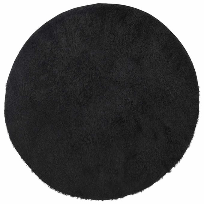 vidaXL - Hoogpolig - vloerkleed - NAVARRA - 120x120 - cm - polyester - zwart