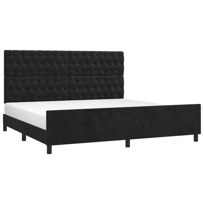 vidaXL - Bedframe - zonder - matras - 200x200 - cm - fluweel - zwart