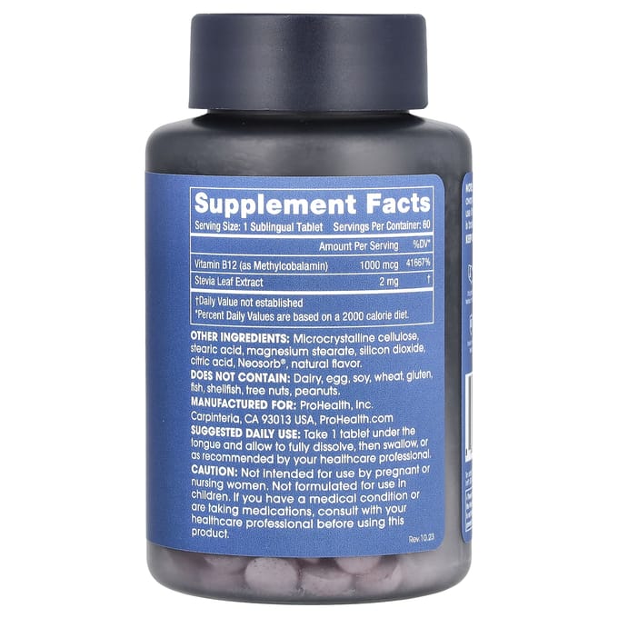 ProHealth Longevity, Methyl B-12, 1000 mcg, 60 sublinguale tabletten