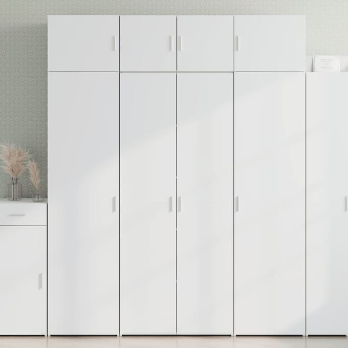 vidaXL - Opbergkast - 80x42,5x225 - cm - bewerkt - hout - wit