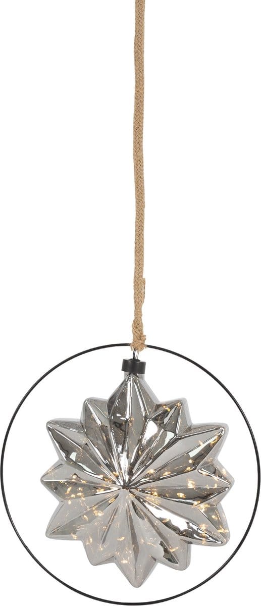 LED Kerstster Ø18 cm Grijs Metaal met Warm Witte LED's